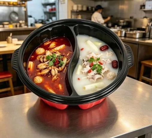 PP dual-compartment bowl with side handles